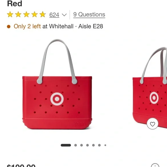 BITTY BOGG BAG Red and Gray Tote with Textured Surface - Picture 4 of 4